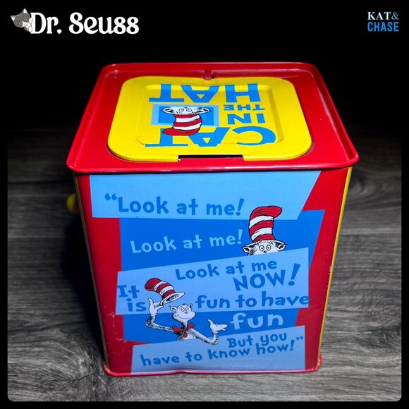Sold Dr. Seuss Cat In The Hat Jack In The Box Schylling Tin Toy Wind Up Tested - Picture 10 of 12